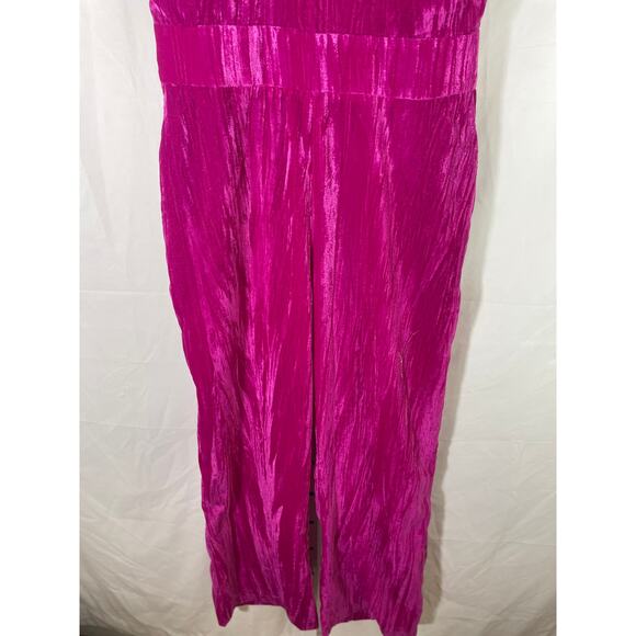 NWT Adelyn Rae Velvet Jumpsuit - Women Size S - Hot Pink - Holiday Party Outfit - Picture 3 of 7